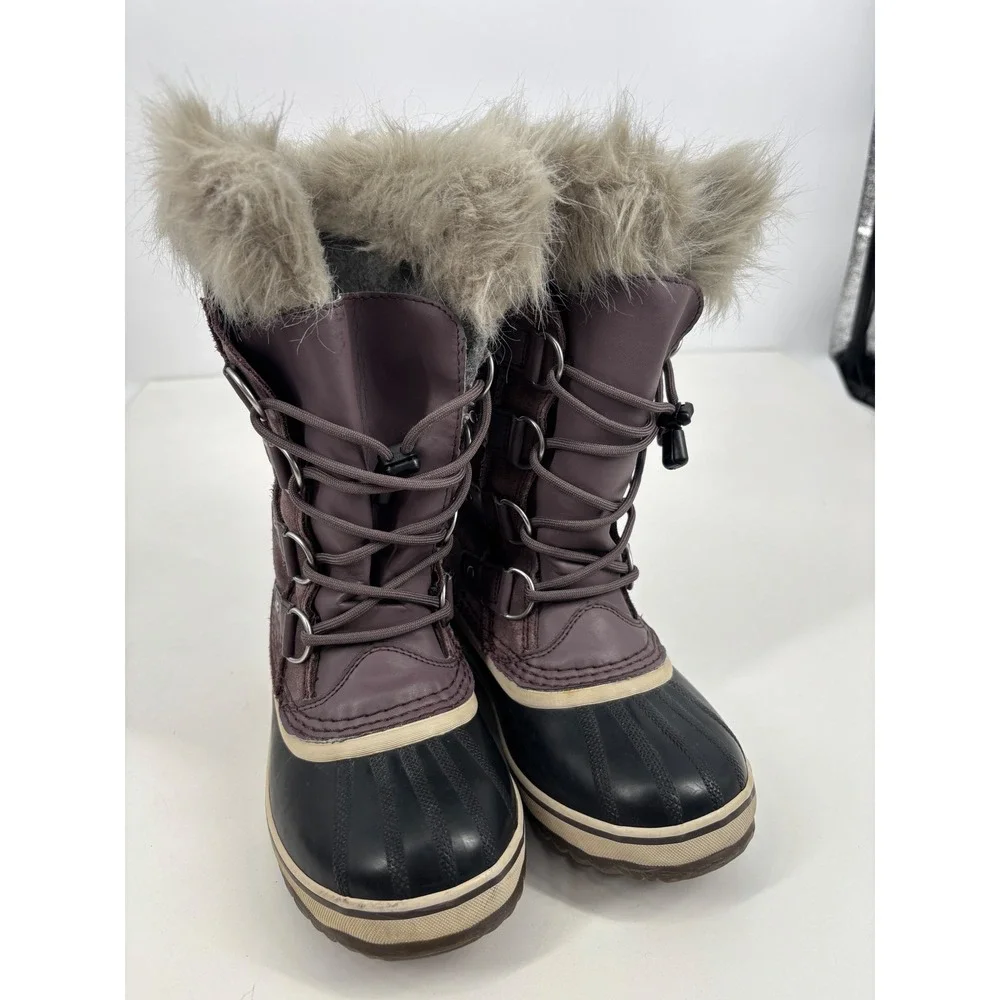 Sorel Snow Boots Kids 2 Purple Joan‎ of Arctic Waterproof Faux Fur NY1966-574
